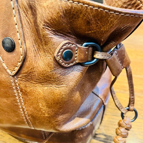 Frye Melissa Carryall Cognac Brown Leather Tote Bag - Picture 6 of 11